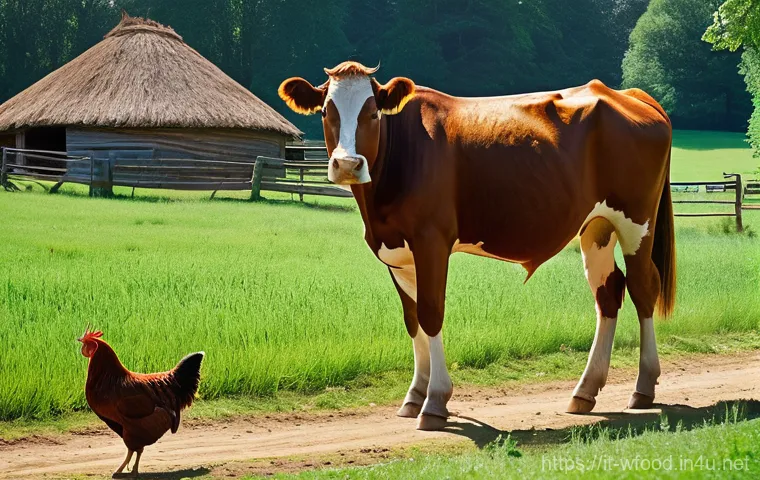 양식의 주요 원료와 영양소 - **A picturesque, vibrant farm scene showcasing robust animal health and vitality.**
    **Prompt:** ...