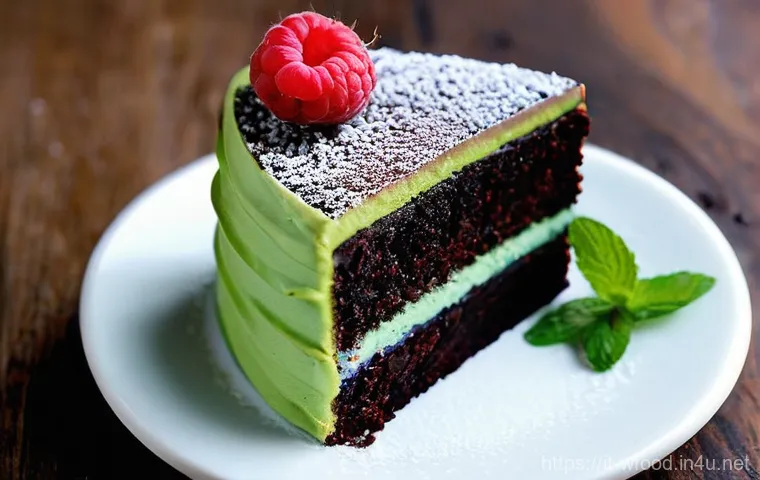 양식 디저트 메뉴 추천 - **A stunning, perfectly smooth mirror glaze cake.** The cake is a vibrant jewel-toned color, reflect...