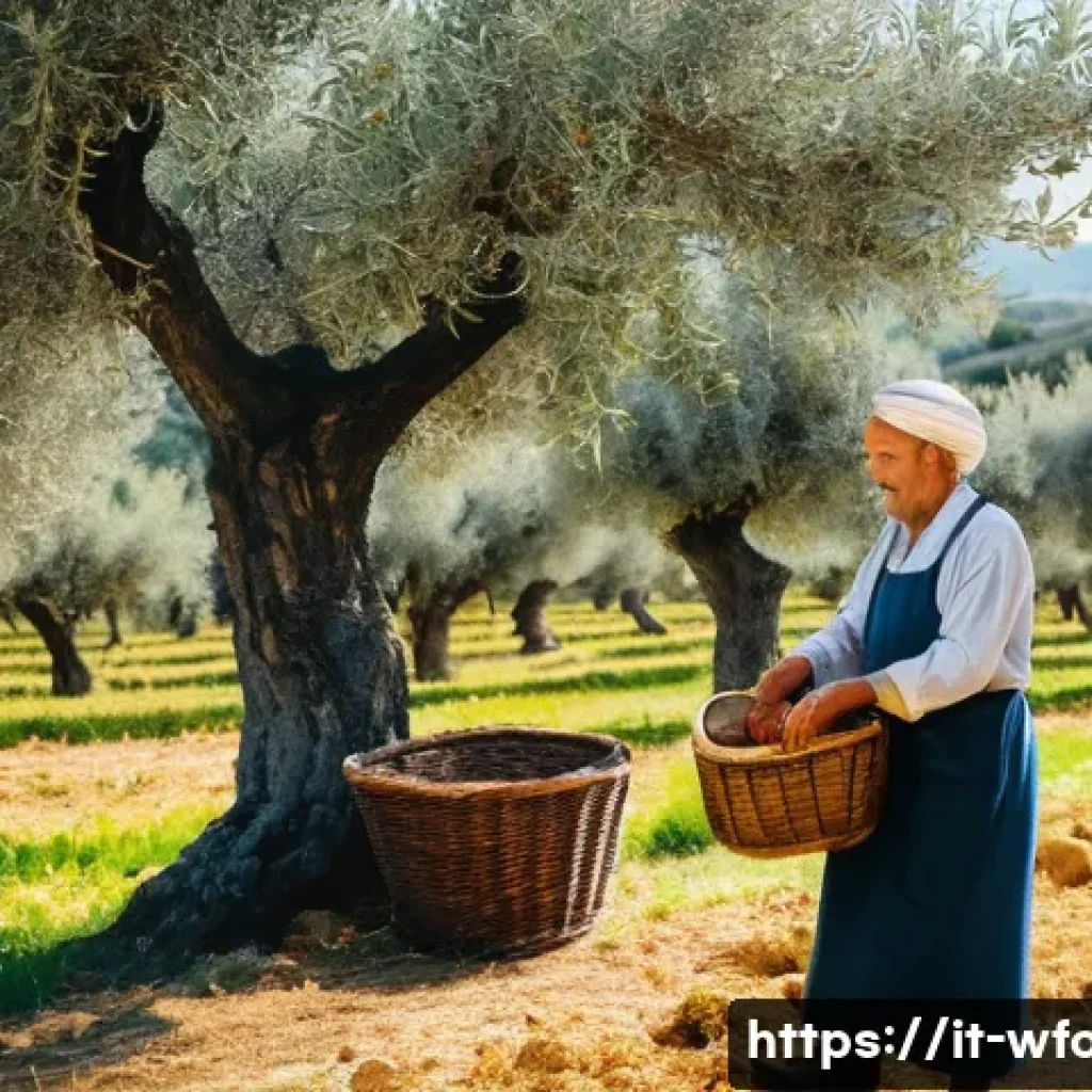 양식용 올리브오일 브랜드 추천 - **Prompt:** A vibrant, sun-drenched Italian olive grove during harvest season. Elderly, smiling Ital...