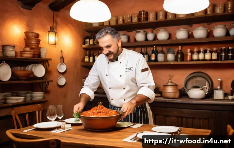 양식 소스 맛집 비교 - A rustic Italian trattoria interior showcasing a cozy, warmly lit dining room with wooden tables set...